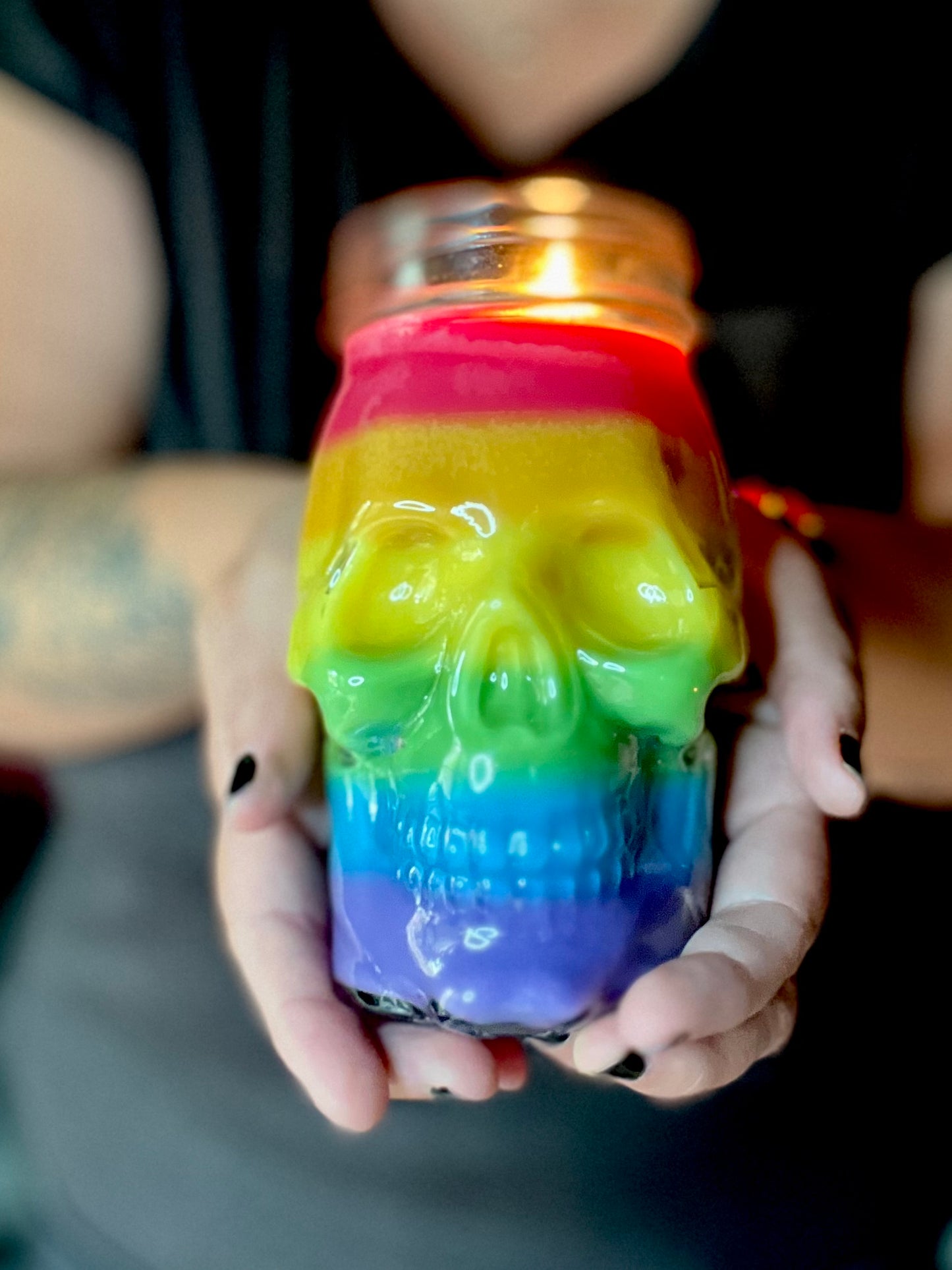 Pride Rainbow Skull Candle